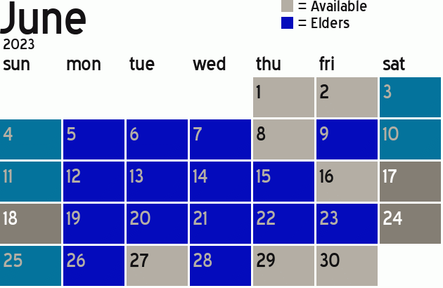 Missionary Dinner Calendar