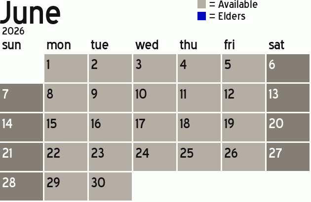 Missionary Dinner Calendar