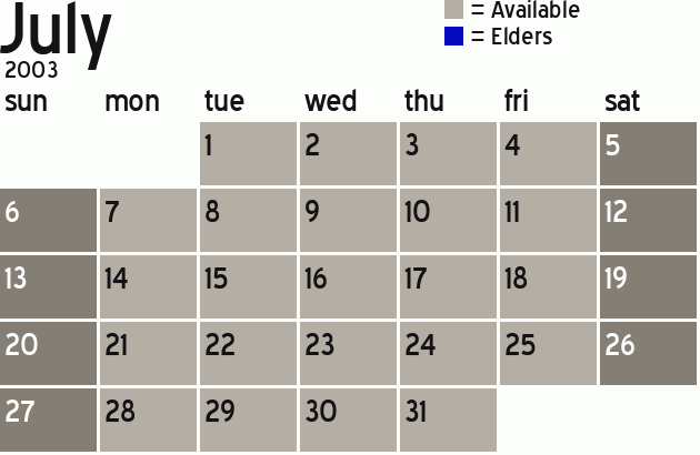 Missionary Dinner Calendar