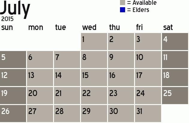 Missionary Dinner Calendar