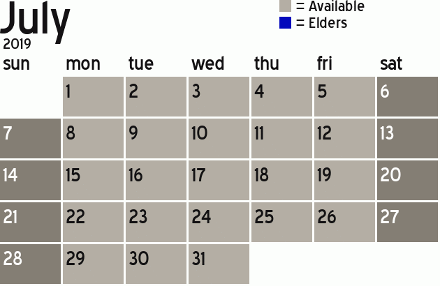 Missionary Dinner Calendar