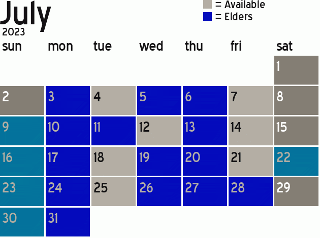 Missionary Dinner Calendar