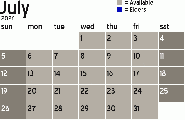 Missionary Dinner Calendar
