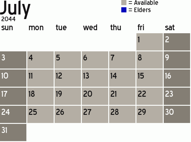 Missionary Dinner Calendar