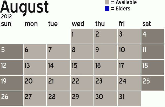 Missionary Dinner Calendar