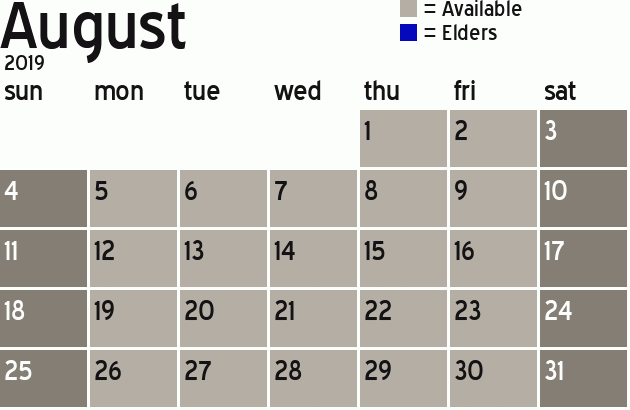 Missionary Dinner Calendar