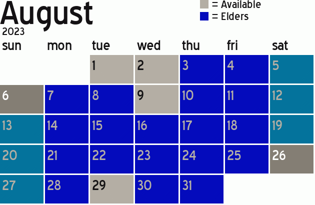 Missionary Dinner Calendar