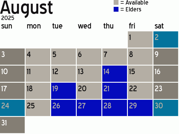Missionary Dinner Calendar