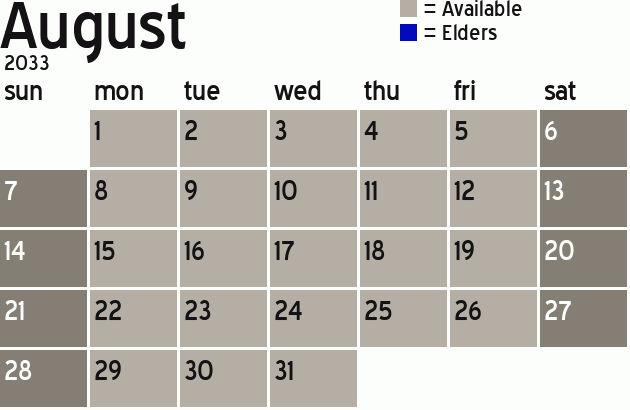 Missionary Dinner Calendar