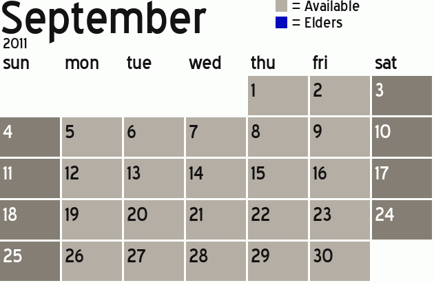 Missionary Dinner Calendar