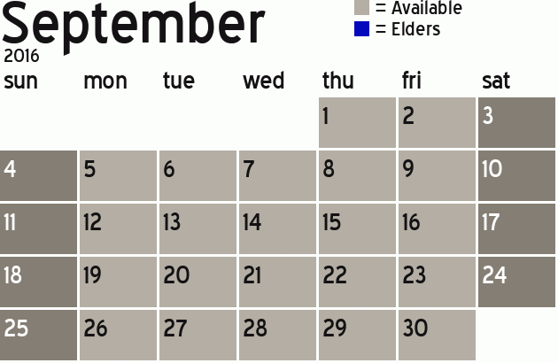 Missionary Dinner Calendar