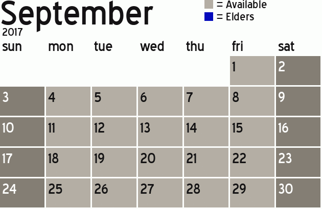 Missionary Dinner Calendar