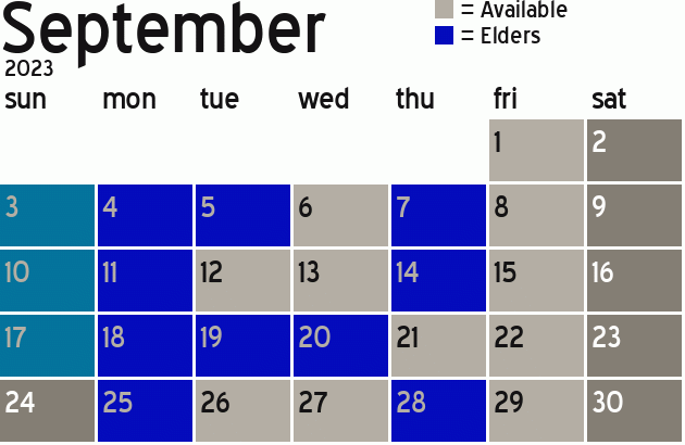 Missionary Dinner Calendar