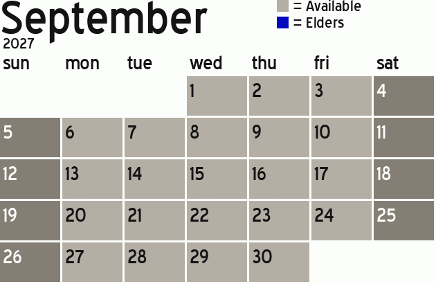 Missionary Dinner Calendar