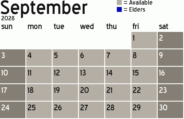 Missionary Dinner Calendar