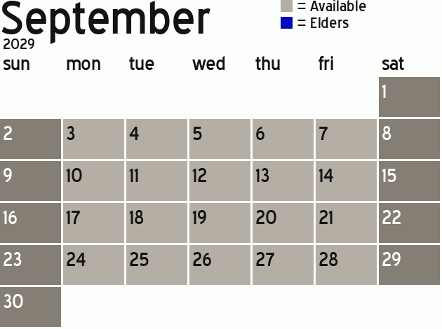 Missionary Dinner Calendar