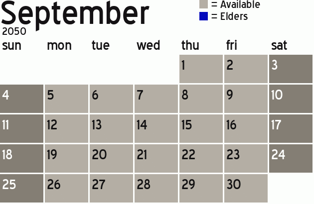 Missionary Dinner Calendar