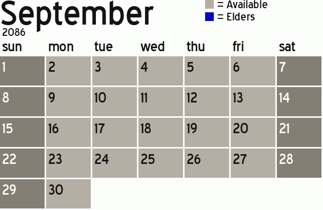 Missionary Dinner Calendar
