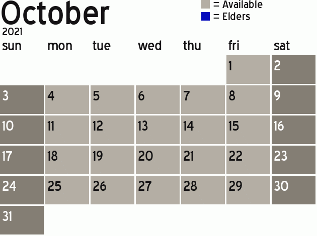Missionary Dinner Calendar
