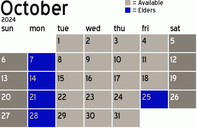 Missionary Dinner Calendar