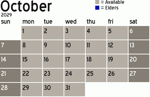 Missionary Dinner Calendar
