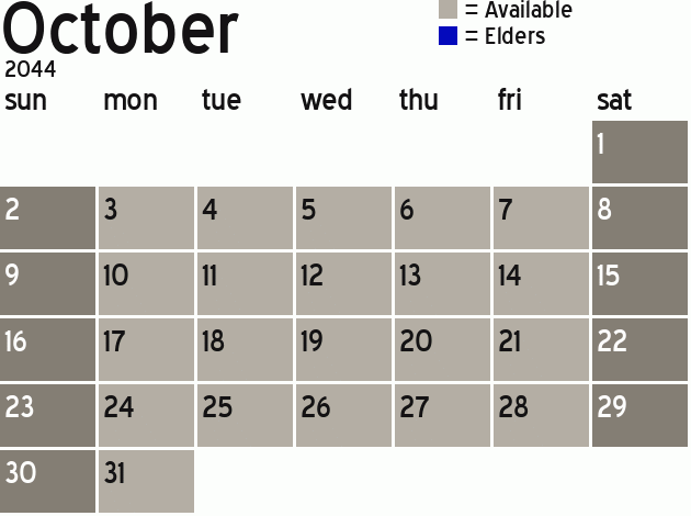 Missionary Dinner Calendar