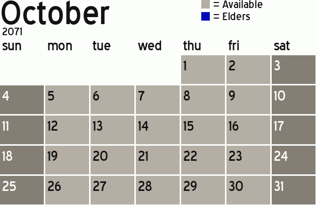 Missionary Dinner Calendar