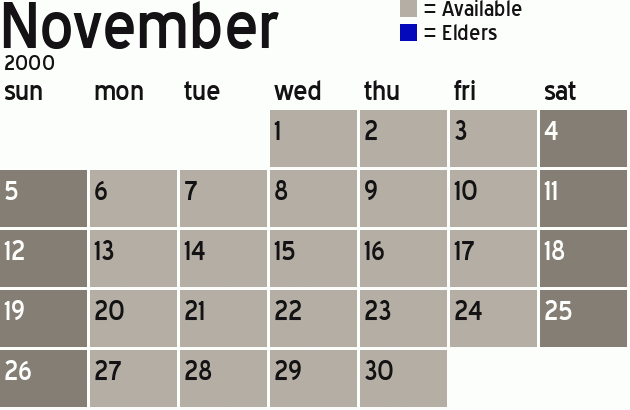 Missionary Dinner Calendar