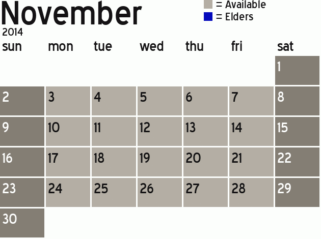 Missionary Dinner Calendar