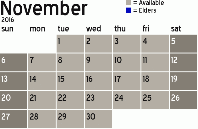 Missionary Dinner Calendar