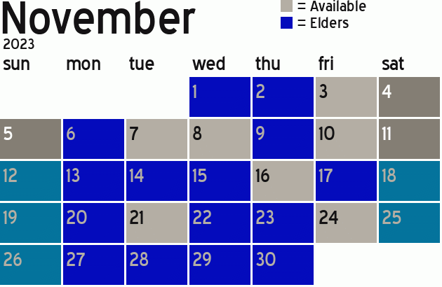 Missionary Dinner Calendar