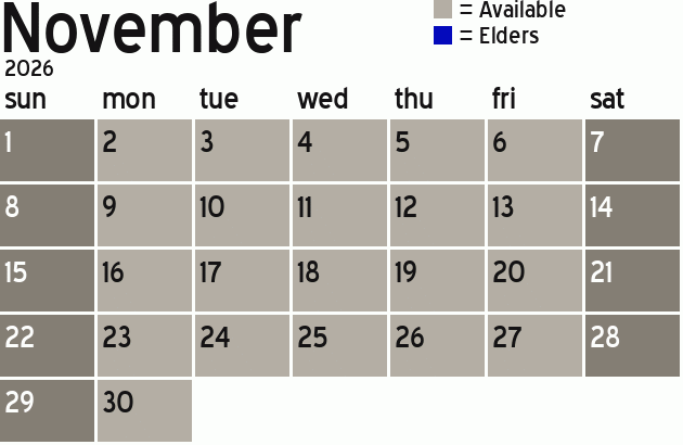 Missionary Dinner Calendar