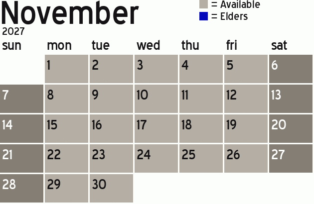 Missionary Dinner Calendar