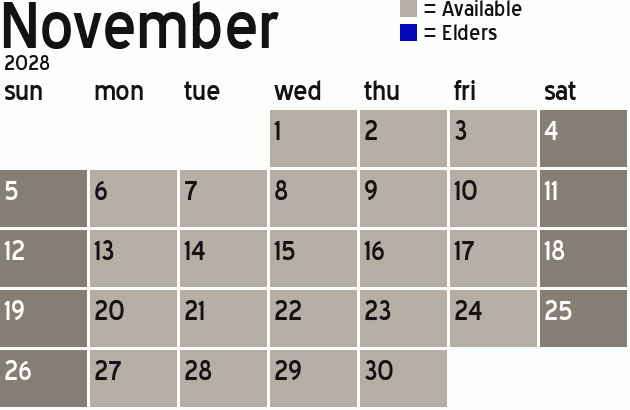 Missionary Dinner Calendar