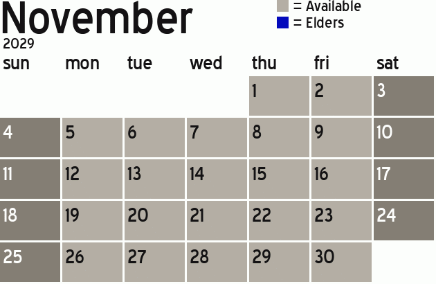 Missionary Dinner Calendar