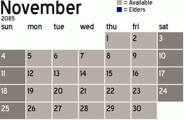 Missionary Dinner Calendar