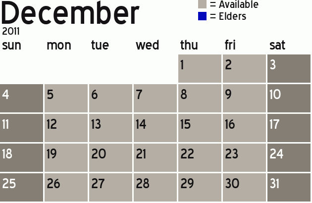 Missionary Dinner Calendar