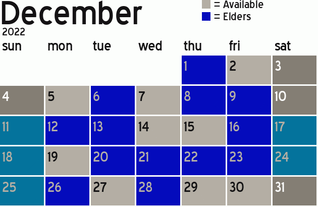 Missionary Dinner Calendar