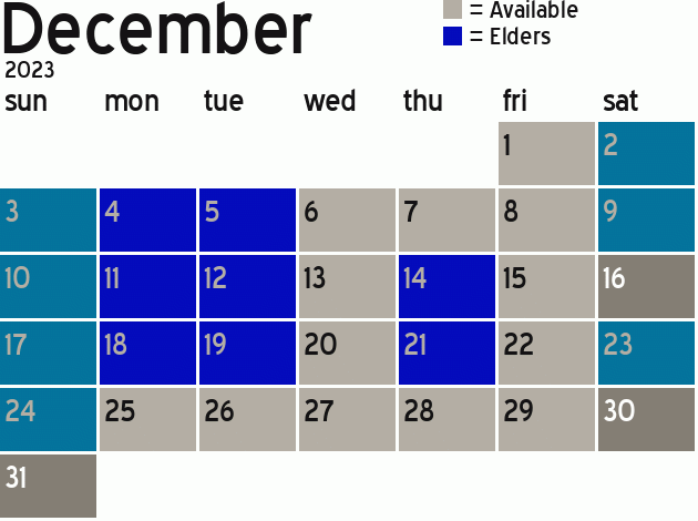 Missionary Dinner Calendar