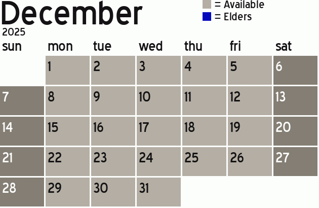 Missionary Dinner Calendar