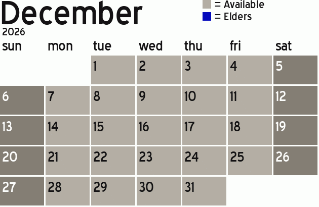 Missionary Dinner Calendar