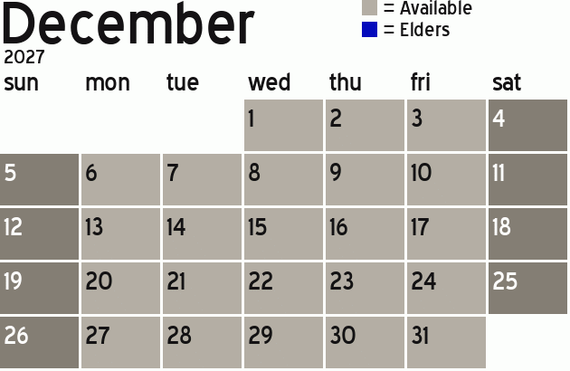Missionary Dinner Calendar