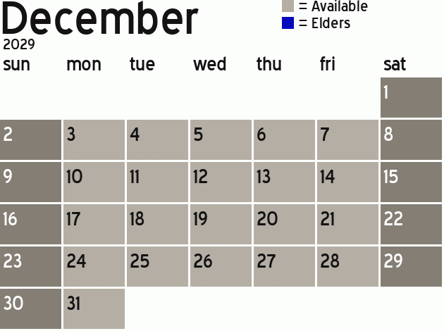Missionary Dinner Calendar
