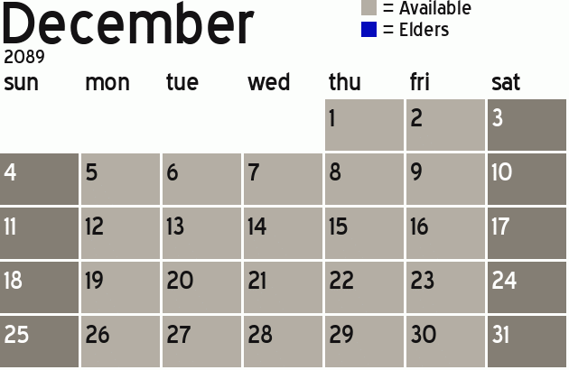 Missionary Dinner Calendar